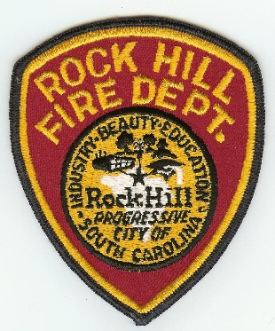 Rock Hill Fire Dept
Thanks to PaulsFirePatches.com for this scan.
Keywords: south carolina department