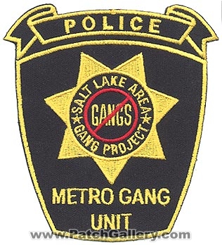 Salt Lake Area Gang Project Metro Unit Police Department (Utah)
Thanks to Alans-Stuff.com for this scan.
Keywords: dept.