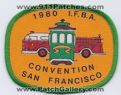 International Fire Buffs Associates IFBA 1980 Convention San Francisco Patch (California)
Thanks to Paul Howard for this scan.
Keywords: i.f.b.a. ifba