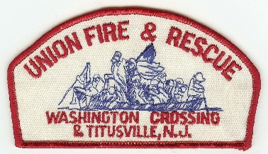 Union Fire & Rescue
Thanks to PaulsFirePatches.com for this scan.
Keywords: new jersey washington crossing titusville