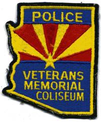 Veterans Memorial Coliseum Police (Arizona)
Thanks to BensPatchCollection.com for this scan.

