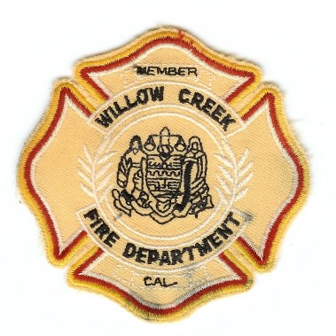 Willow Creek Fire Department
Thanks to PaulsFirePatches.com for this scan.
Keywords: california