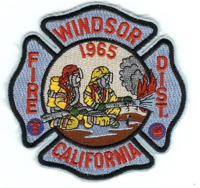 Windsor Fire Dist
Thanks to PaulsFirePatches.com for this scan.
Keywords: california district