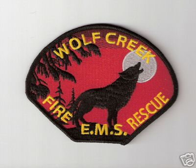 Wolf Creek Fire Rescue EMS Department Patch (Oregon)
Thanks to Bob Brooks for this scan.
Keywords: e.m.s. dept.