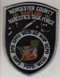 Worcester County Narcotics Task Force
Thanks to BlueLineDesigns.net for this scan.
Keywords: maryland wics ad msp ocpd wcso pcpd shpd bpd oppd