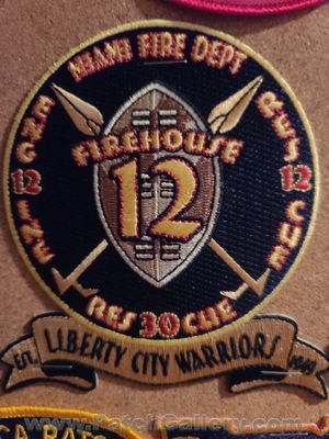 Miami Fire Rescue Department Station 12 Patch (Florida)
Thanks to Jeremiah Herderich for the picture.
Keywords: dept. engine firehouse rescue company co. est. 149 liberty city warriors