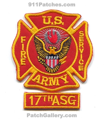 United States Army Fire Service 17th Area Support Group ASG Military Patch (Japan)
Scan By: PatchGallery.com
Keywords: us u.s. department dept.