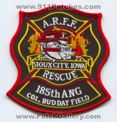 185th Air National Guard ANG Fire Department ARFF USAF Military Patch (Iowa)
Scan By: PatchGallery.com
Keywords: A.N.G. Colonel Col. Bud Day Field Dept. A.R.F.F. Aircraft Airport Rescue Firefighter Firefighting CFR C.F.R. Crash U.S.A.F. Sioux City