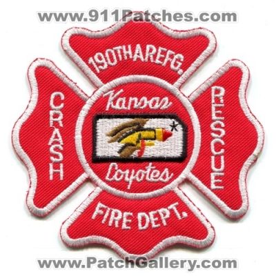 190th Air Refueling Wing Fire Department Crash Rescue USAF Military Patch (Kansas)
Scan By: PatchGallery.com
Keywords: dept. arefg. coyotes cfr arff aircraft airport firefighter firefighting forbes field
