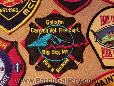 Gallatin Canyon Volunteer Fire Department Patch (Montana)
Thanks to Jeremiah Herderich for the picture.
Keywords: vol. dept. & and rescue big sky mt.