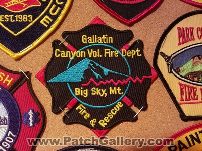 Gallatin Canyon Volunteer Fire Department Patch (Montana)
Thanks to Jeremiah Herderich for the picture.
Keywords: vol. dept. & and rescue big sky mt.