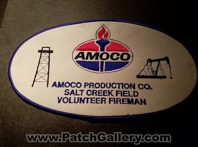 Amoco Production Company Salt Creek Field Volunteer Fireman Patch (Wyoming)
Thanks to Jeremiah Herderich for the picture.
Keywords: prod. co. vol. fire department dept. oil refinery gas industrial