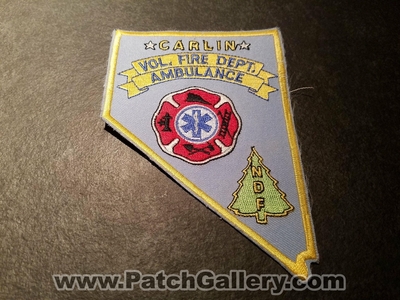 Carlin Volunteer Fire Department Ambulance Patch (Nevada)
Thanks to Jeremiah Herderich for the picture.
Keywords: vol. dept. ndf division div. or forestry state shape