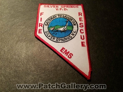 Silver Springs Volunteer Fire Department Patch (Nevada)
Thanks to Jeremiah Herderich for the picture.
Keywords: vol. dept. v.f.d. vfd rescue ems nv. gateway to lahontan state shape