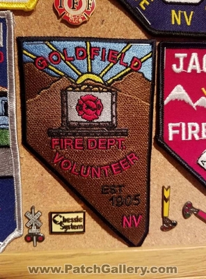 Goldfield Volunteer Fire Department Patch (Nevada)
Thanks to Jeremiah Herderich for the picture.
Keywords: vol. dept. nv state shape