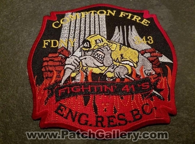 Compton Fire Department Station 41 Patch (California)
Thanks to Jeremiah Herderich for the picture.
Keywords: dept. eng.res.bc. engine rescue battalion chief fightin 41s