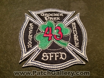 San Francisco Fire Department Station 43 Patch (California)
Thanks to Jeremiah Herderich for the picture.
Keywords: sffd s.f.f.d. dept. crocker park excelsior sunnydale