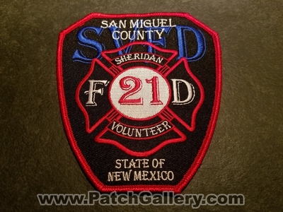 Sheridan Volunteer Fire Department 21 San Miguel County Patch (New Mexico)
Thanks to Jeremiah Herderich for the picture.
Keywords: vol. dept. svfd co.