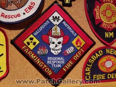 Farmington Fire Department Hazardous Materials Regional Response Team 4 Patch (New Mexico)
Thanks to Jeremiah Herderich for the picture.
Keywords: dept. hazmat haz-mat hmrrt skull