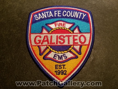 Galisteo Fire EMS Department Santa Fe County Patch (New Mexico)
Thanks to Jeremiah Herderich for the picture.
Keywords: dept. co. est. 1992