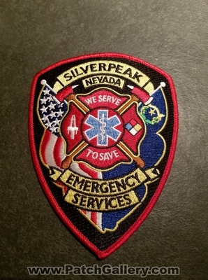 Silverpeak Emergency Services Patch (Nevada)
Thanks to Jeremiah Herderich for the picture.
Keywords: fire department dept. ems ambulance we serve to save