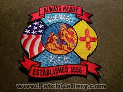 Quemado Volunteer Fire Department Patch (New Mexico)
Thanks to Jeremiah Herderich for the picture.
Keywords: vol. dept. vfd v.f.d. always ready established 1955