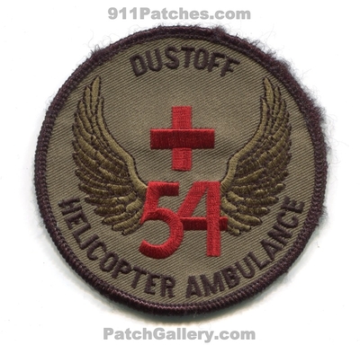 54th Medical Company Helicopter Ambulance Dustoff Fort Lewis Patch (Washington)
Scan By: PatchGallery.com
Keywords: co. detachment air medevac ft.
