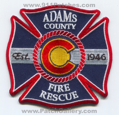 Adams County Fire Rescue Department Patch (Colorado)
[b]Scan From: Our Collection[/b]
Keywords: co. dept. est. 1946