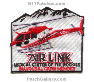 Air Link at Medical Center of the Rockies Inaugural Crew Member Patch (Colorado) (Confirmed) (Defunct)
[b]Scan From: Our Collection[/b]
[b]Patch Made By: 911Patches.com[/b]
Now UCHealth LifeLine
Keywords: airlink ambulance medical helicopter medevac ems