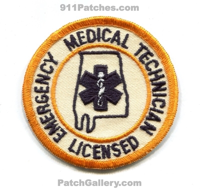 Alabama State Licensed Emergency Medical Technician EMT EMS Patch (Alabama)
Scan By: PatchGallery.com
Keywords: certified registered e.m.t. services e.m.s. ambulance