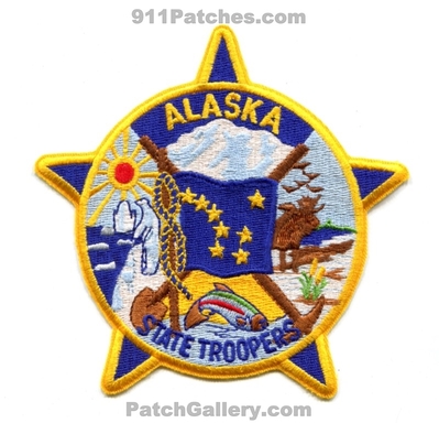 Alaska State Troopers Patch (Alaska)
Scan By: PatchGallery.com
Keywords: highway patrol police department dept.