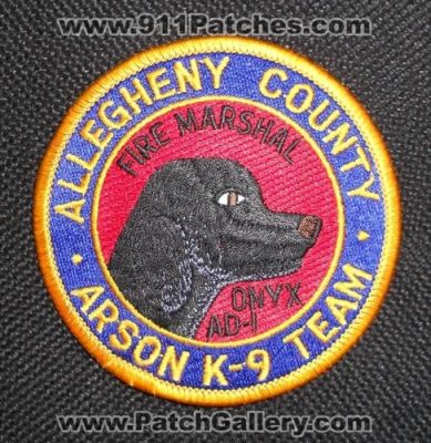 Allegheny County Arson K-9 Team Fire Marshal (Pennsylvania)
Thanks to Matthew Marano for this picture.
Keywords: k9 onyx ad-1