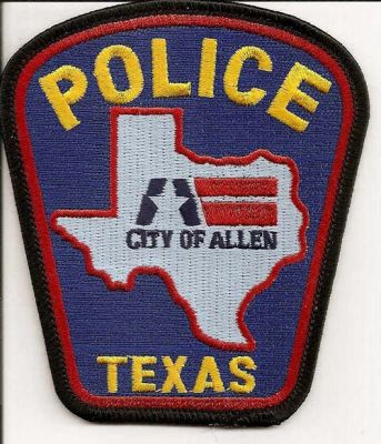 Allen Police
Thanks to EmblemAndPatchSales.com for this scan.
Keywords: texas city of