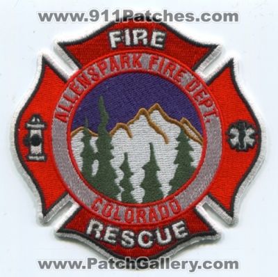 Allenspark Fire Rescue Department Patch (Colorado)
[b]Scan From: Our Collection[/b]
Keywords: dept.