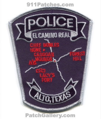 Alto Police Department Patch (Texas)
Scan By: PatchGallery.com
Keywords: dept. el camino real chief bowles home caddoan mounds lacys fort ft. forest hill
