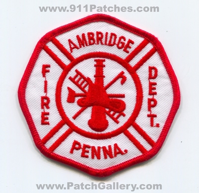 Ambridge Fire Department Patch (Pennsylvania)
Scan By: PatchGallery.com
Keywords: dept. penna.