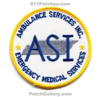 Ambulance Services Inc. Emergency Medical Services EMS Patch (Tennessee)
Scan By: PatchGallery.com
Keywords: ambulance asi