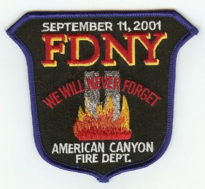 American Canyon Fire Dept
Thanks to PaulsFirePatches.com for this scan.
Keywords: california department fdny