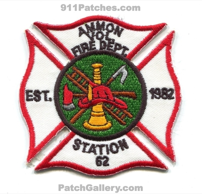 Ammon Volunteer Fire Department Station 62 Patch (North Carolina)
Scan By: PatchGallery.com
Keywords: vol. dept. est. 1982