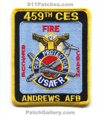 Andrews Air Force Base AFB Fire Protection Crash Rescue 459th CES USAF Military Patch Maryland MD
Scan By: PatchGallery.com
Keywords: prot. department dept. cfr arff usafr