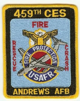 Andrews AFB Fire Crash Rescue
Thanks to PaulsFirePatches.com for this scan.
Keywords: maryland usafr air force base cfr arff aircraft protection 459th ces