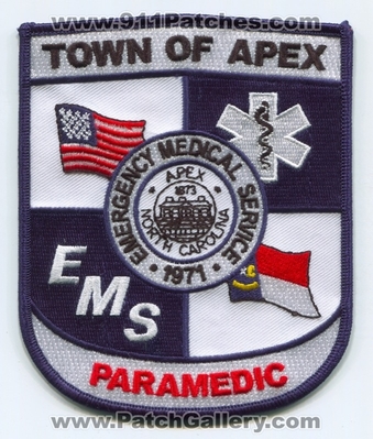 Apex Emergency Medical Services EMS Paramedic Patch (North Carolina)
Scan By: PatchGallery.com
Keywords: Town of E.M.S. Ambulance