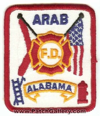 Arab Fire Department (Alabama)
Thanks to PaulsFirePatches.com for this scan.
Keywords: f.d. fd