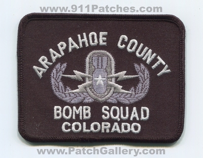 Arapahoe County Sheriffs Office Bomb Squad Patch (Colorado)
Scan By: PatchGallery.com
Keywords: co. department dept. police eod