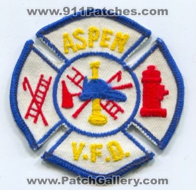 Aspen Volunteer Fire Department Patch (Colorado)
[b]Scan From: Our Collection[/b]
Keywords: vol. dept. v.f.d. vfd