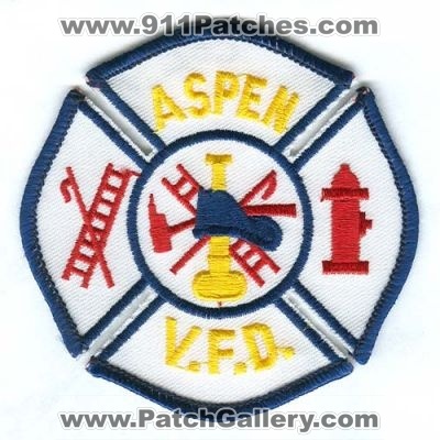 Aspen Volunteer Fire Department Patch (Colorado)
[b]Scan From: Our Collection[/b]
Keywords: v.f.d. vfd