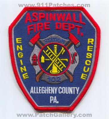 Aspinwall Fire Department Station 102 Allegheny County Patch (Pennsylvania)
Scan By: PatchGallery.com
Keywords: dept. engine rescue company co. pa.