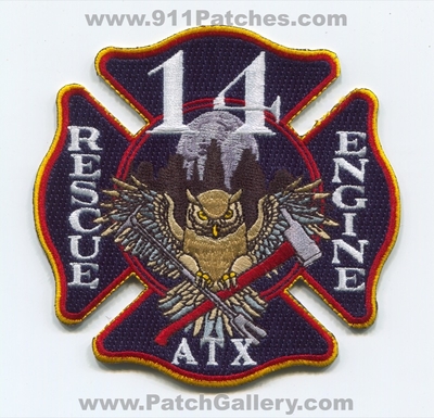 Austin Fire Department Station 14 Rescue Engine Patch (Texas)
Scan By: PatchGallery.com
[b]Patch Made By: 911Patches.com[/b]
Keywords: dept. afd a.f.d. atx company co.