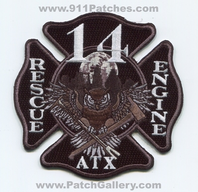 Austin Fire Department Station 14 Rescue Engine Patch (Texas)
Scan By: PatchGallery.com
[b]Patch Made By: 911Patches.com[/b]
Keywords: dept. afd a.f.d. atx company co.