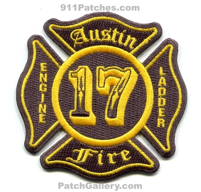Austin Fire Department Station 17 Engine Ladder Patch (Texas)
Scan By: PatchGallery.com
Patch Made By: 911Patches.com
Keywords: dept. company co.